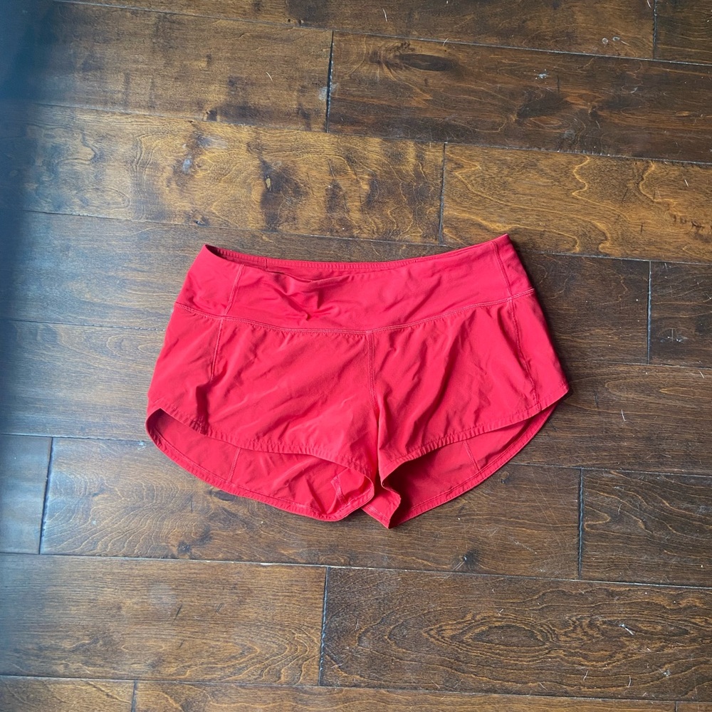 lululemon red 2.5in shorts